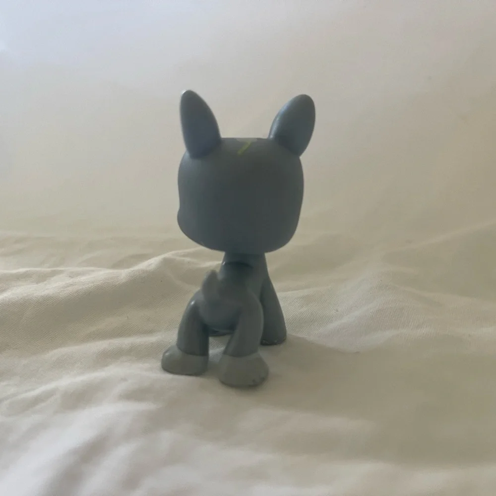 Littlest Pet Shop LPS Blue dog, Boston Terrier, bat eyes #857